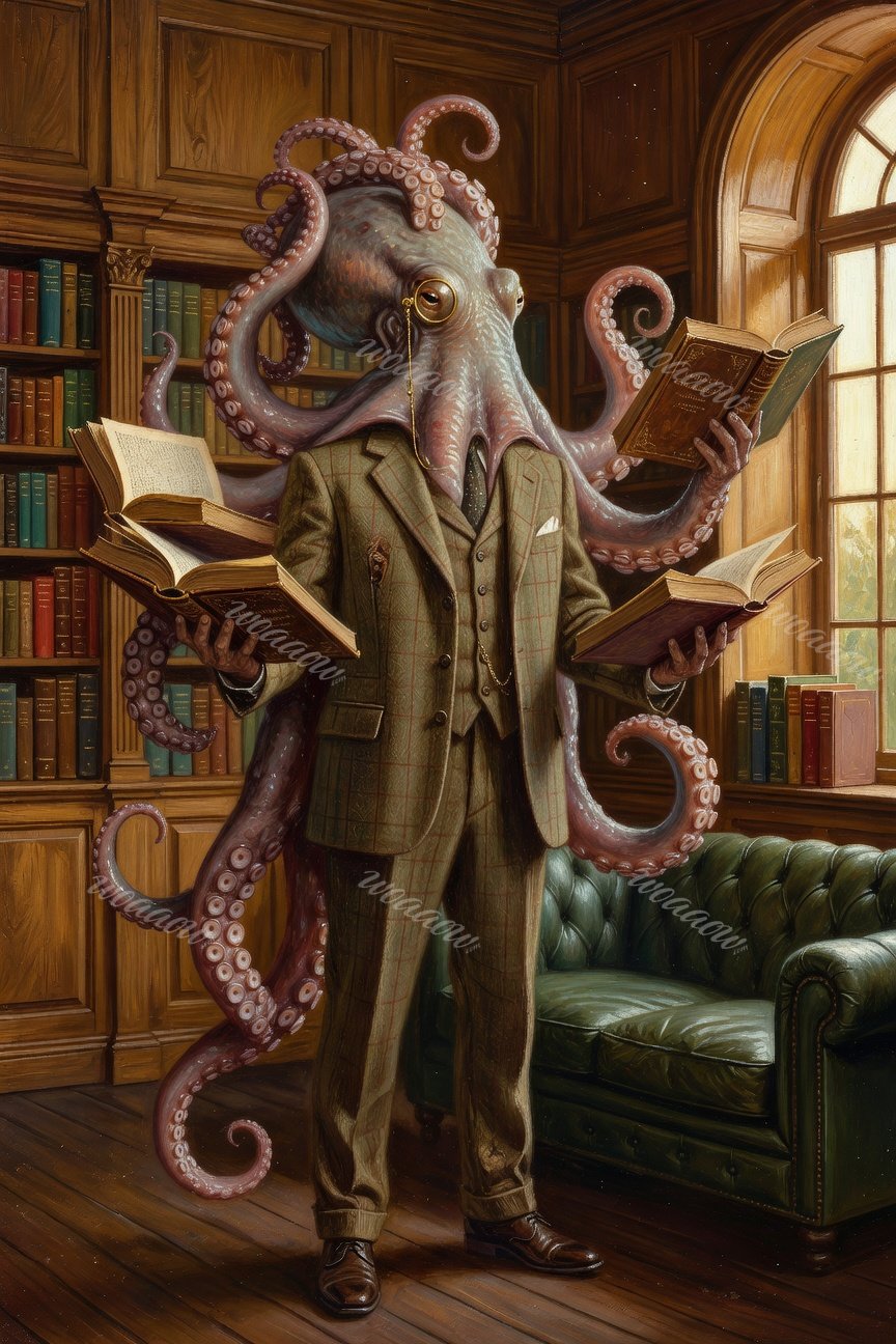 Octopus With Four Books