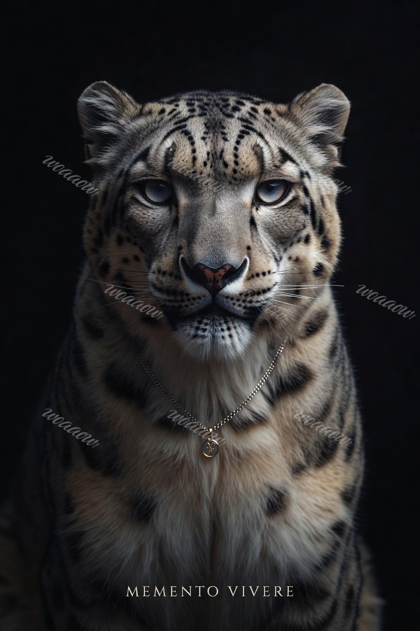 Snow Leopard with a Chain
