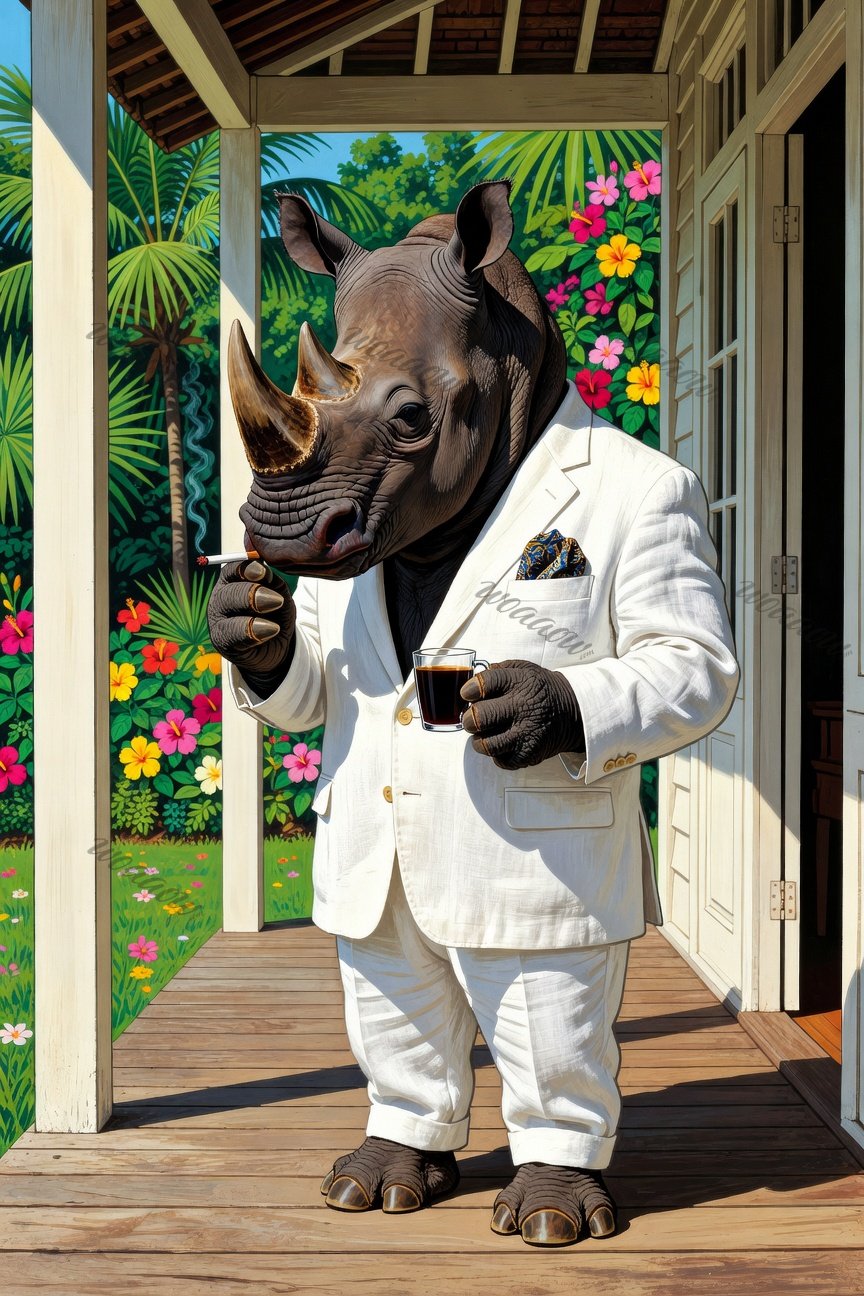 Rhino on the Veranda