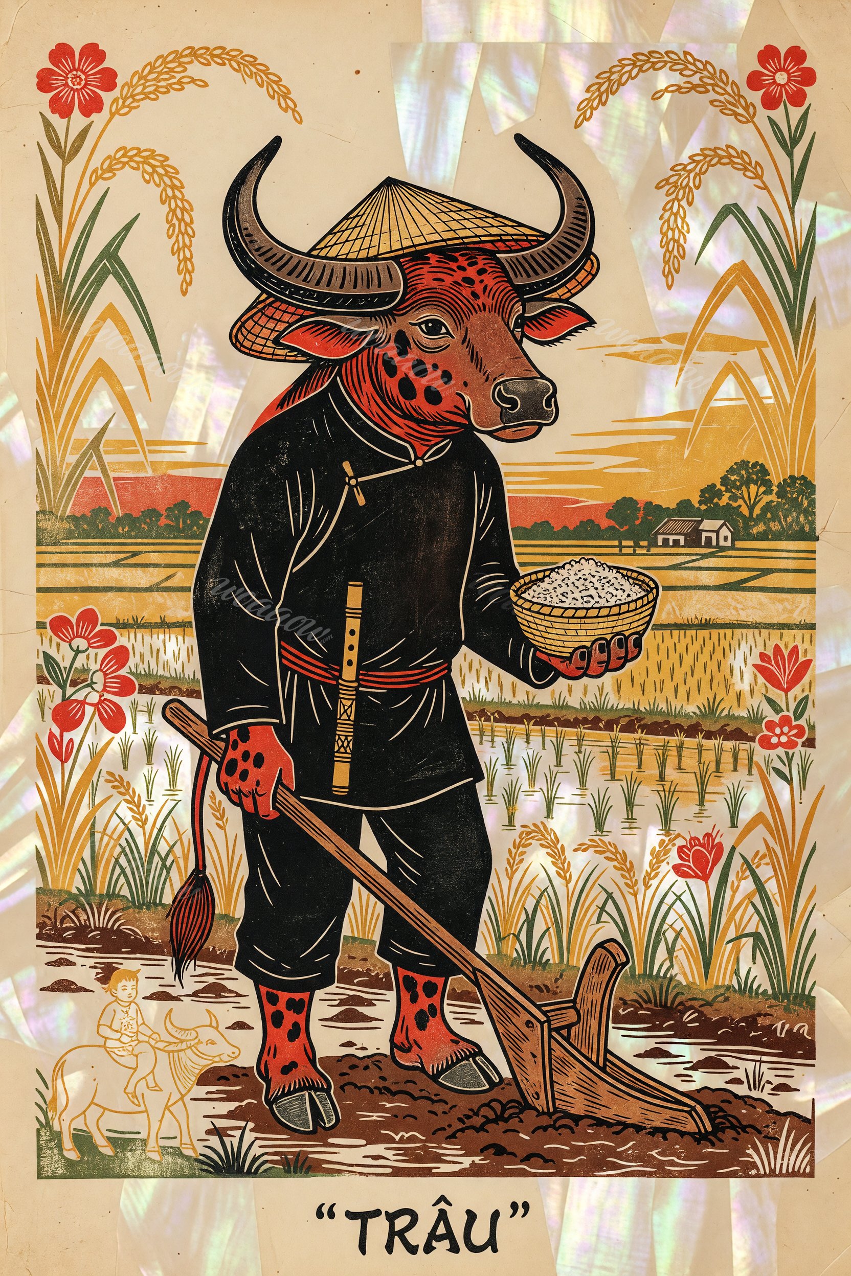 Buffalo in the Paddy