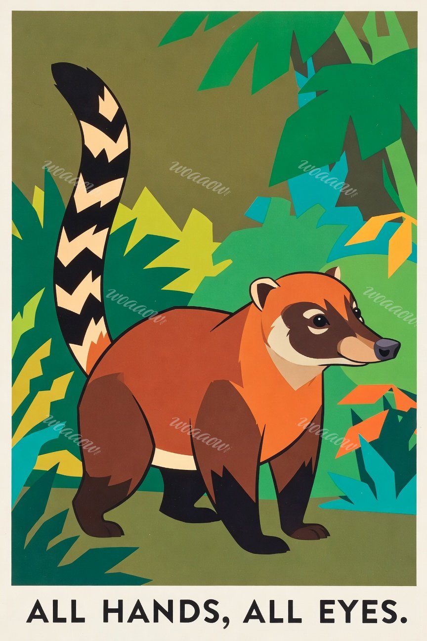Coati in the Leaves