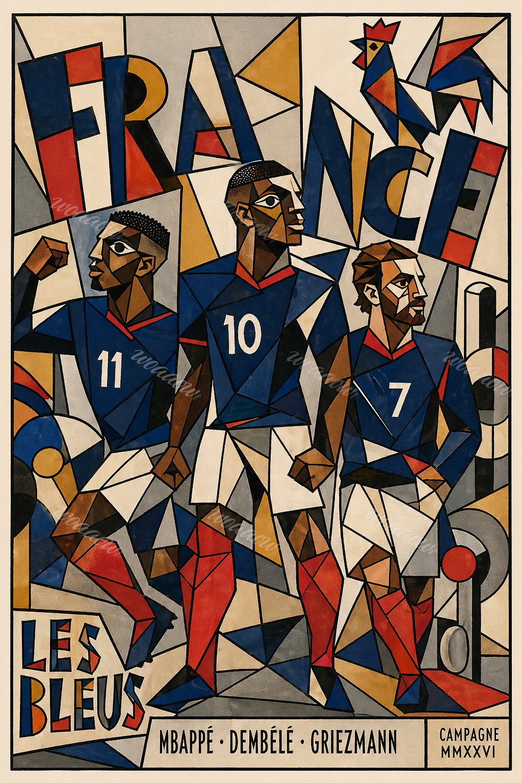 Three in Blue Facets