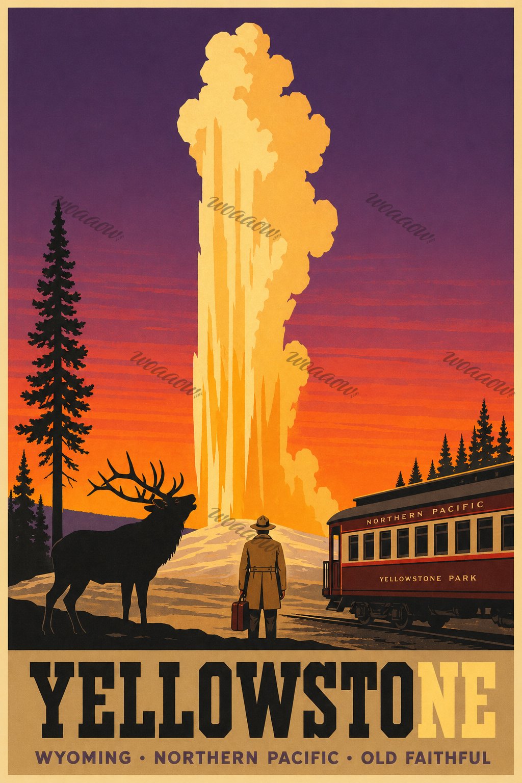 Old Faithful at Dusk