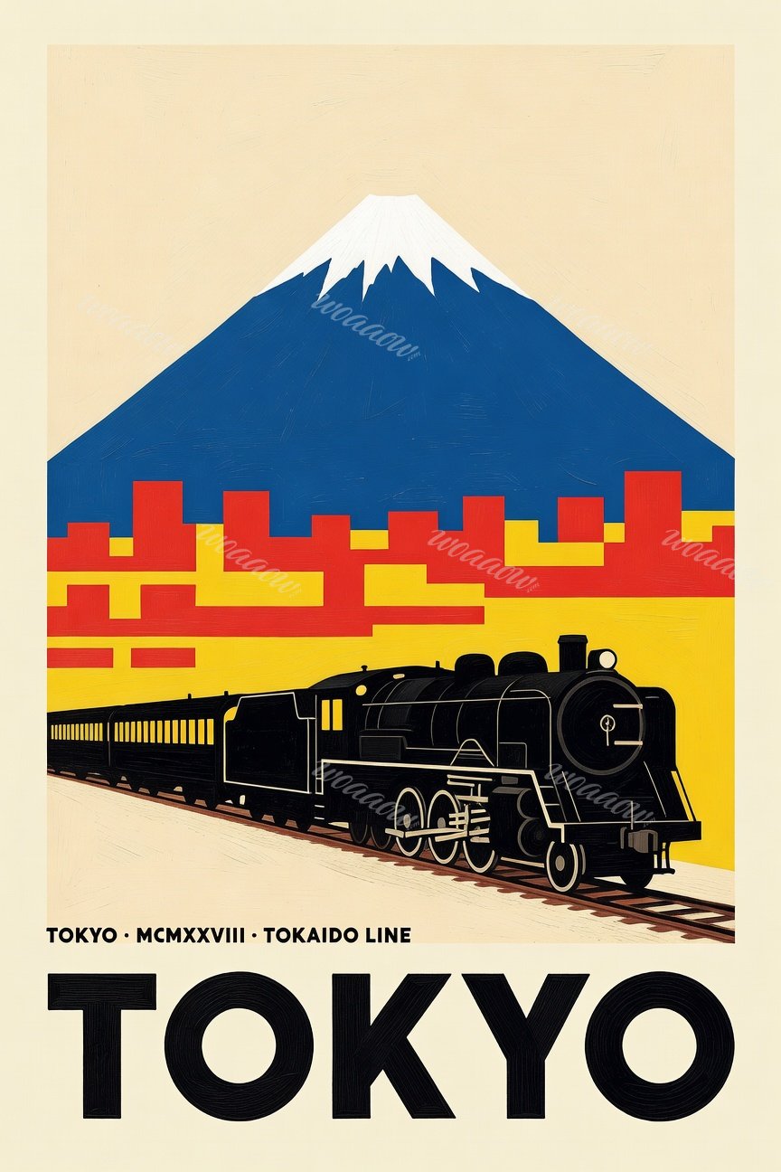 Steam Train Under Fuji