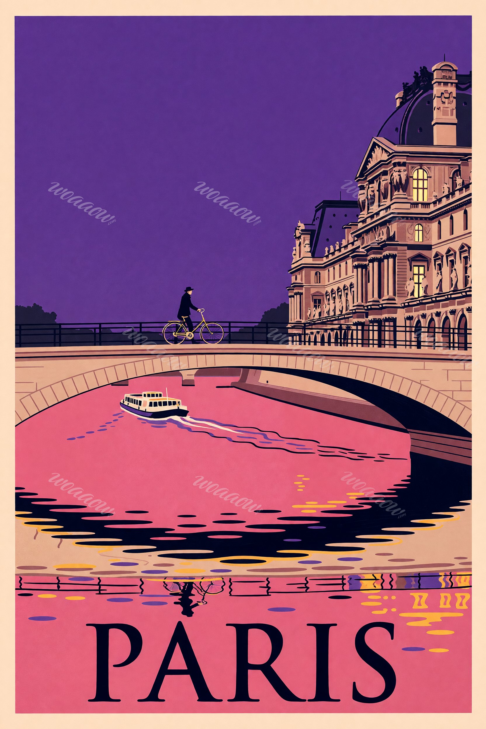 Cyclist Over Pink Water