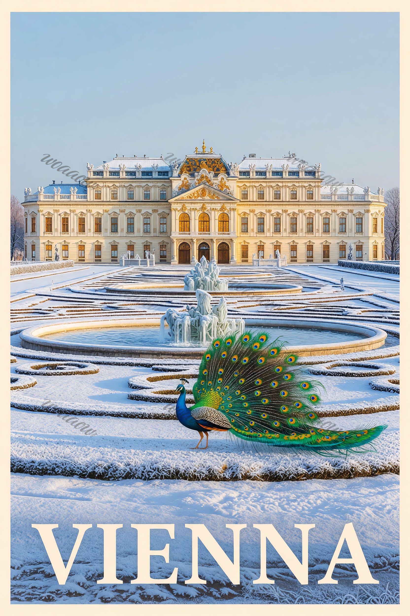 Peacock on the Snow