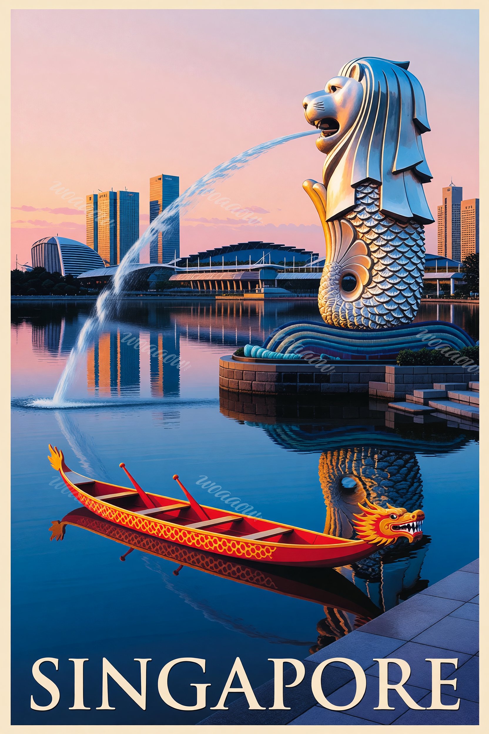 Lion and a Dragon Boat