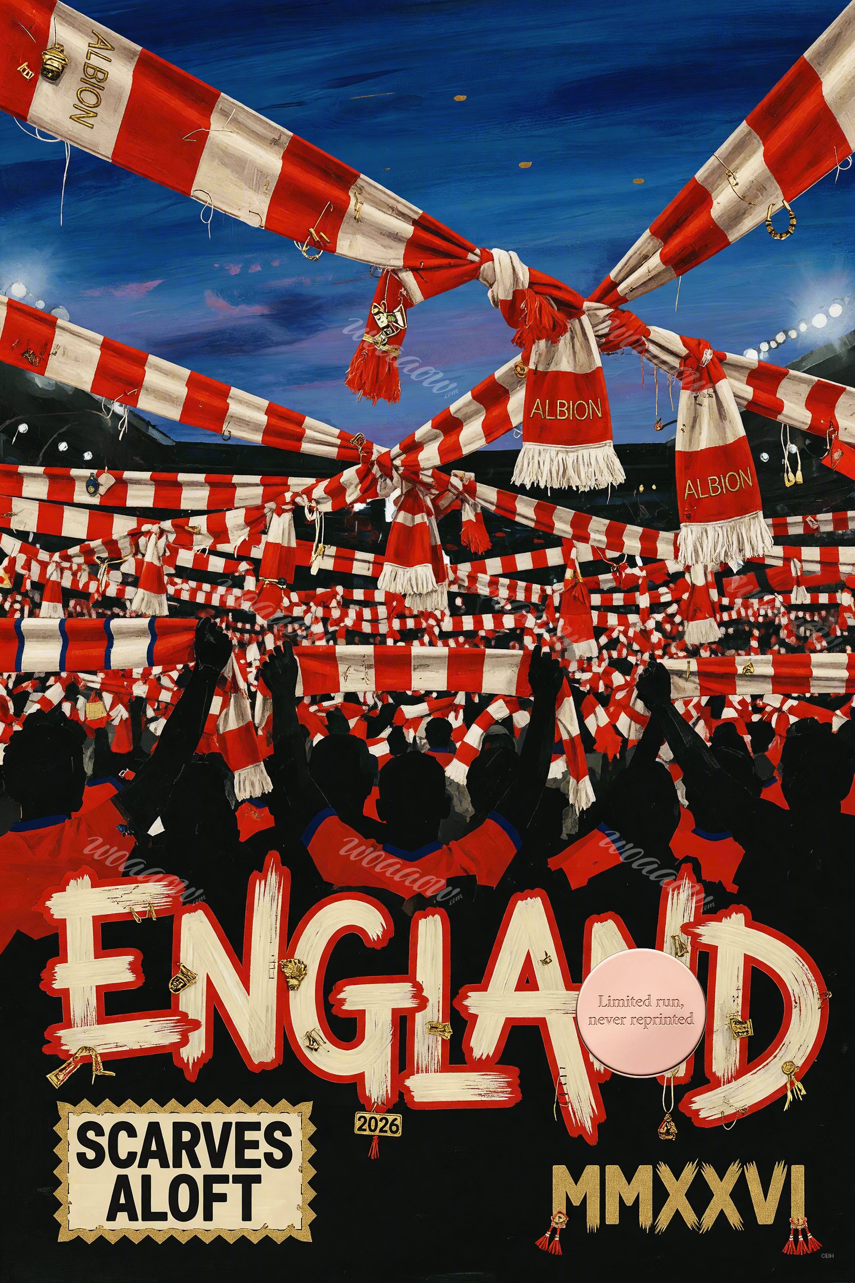 White Red Scarves Overhead